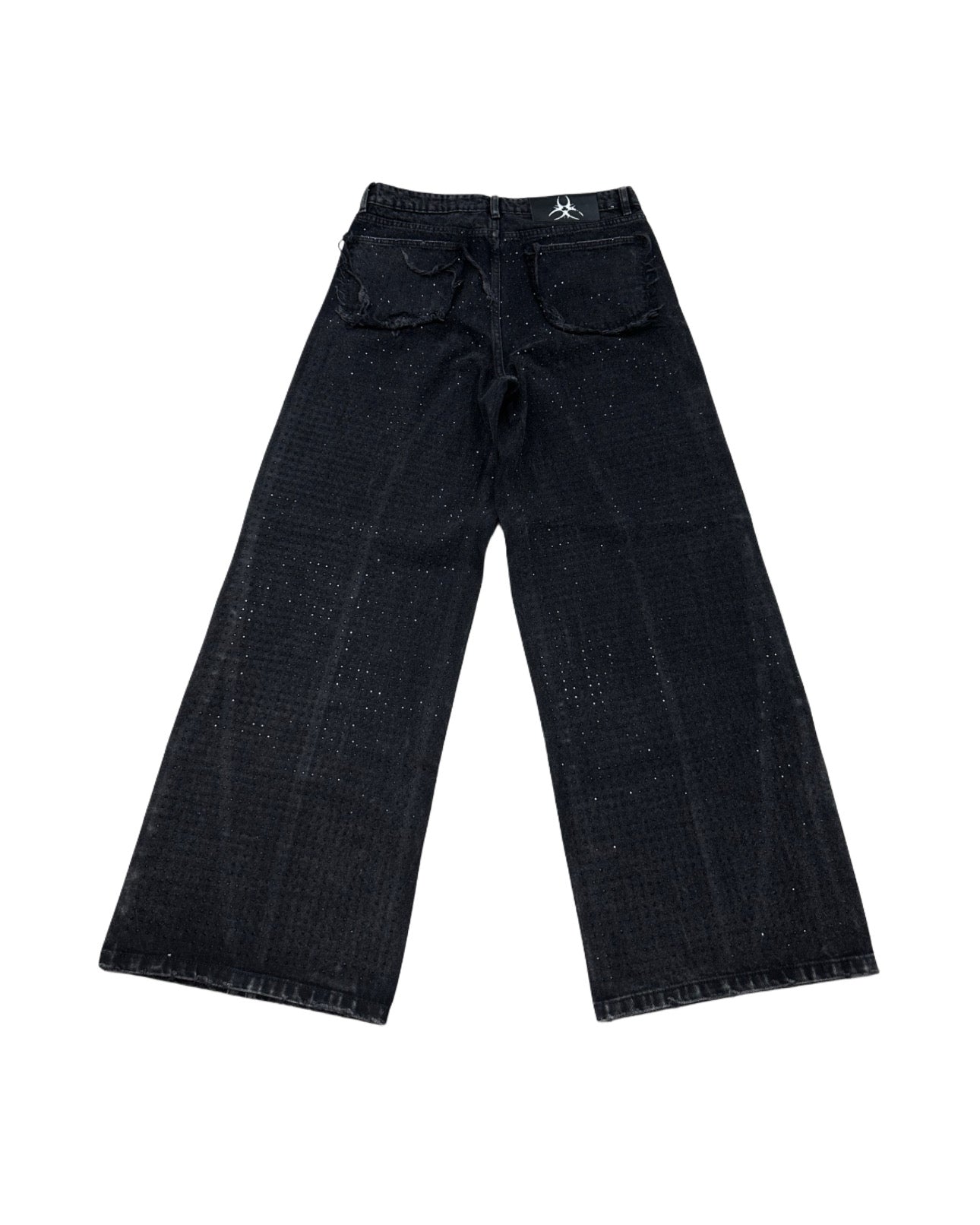 CZ RHINESTONE WASHED JEANS
