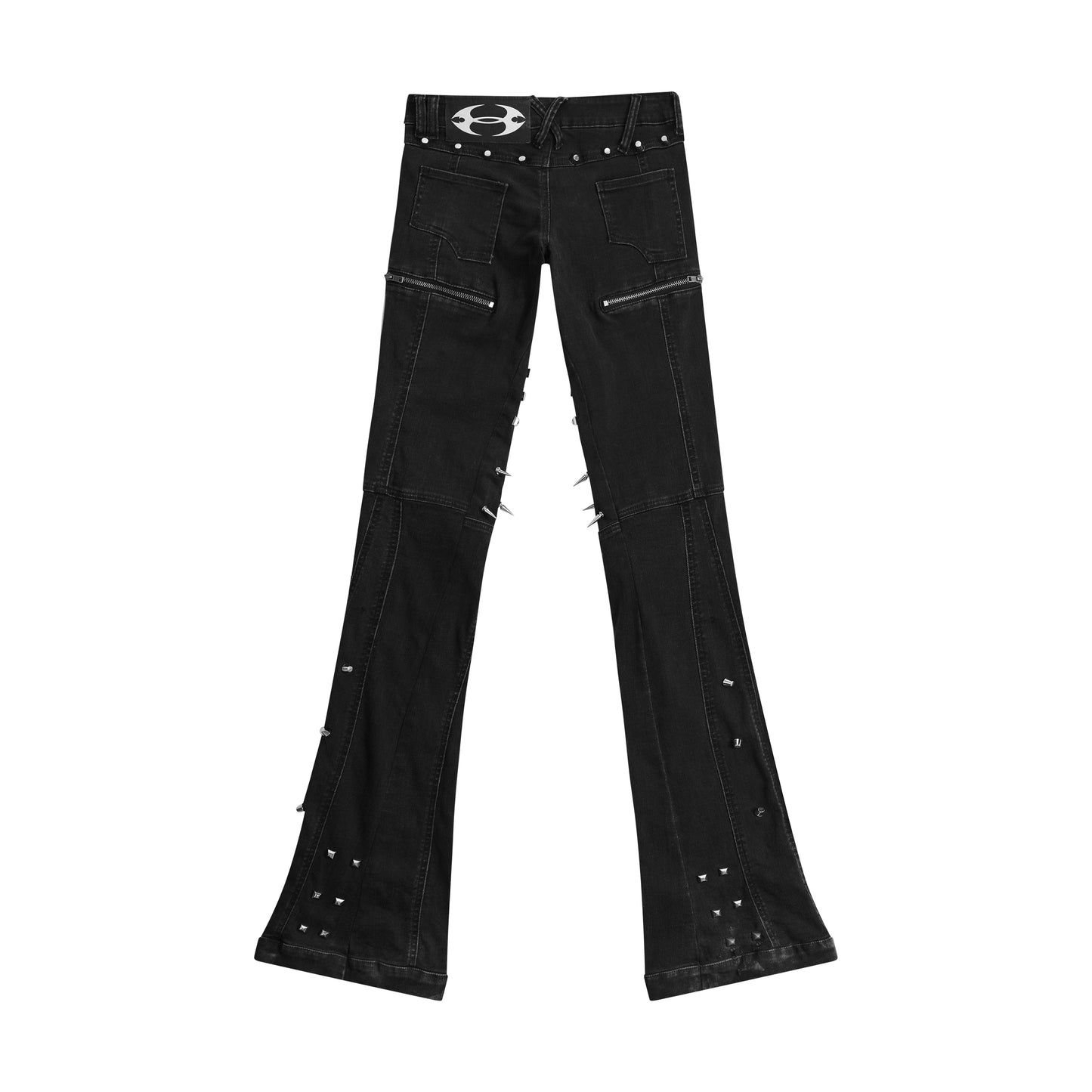 CZ SPIKE STUDDED SKINNY BLACK JEANS