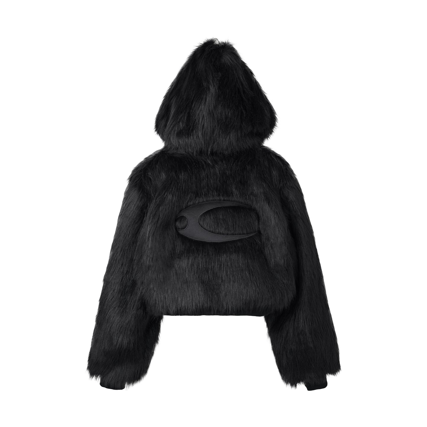 CZ FAUX FUR REVERSIBLE CROPPED JACKET ( BLACK )