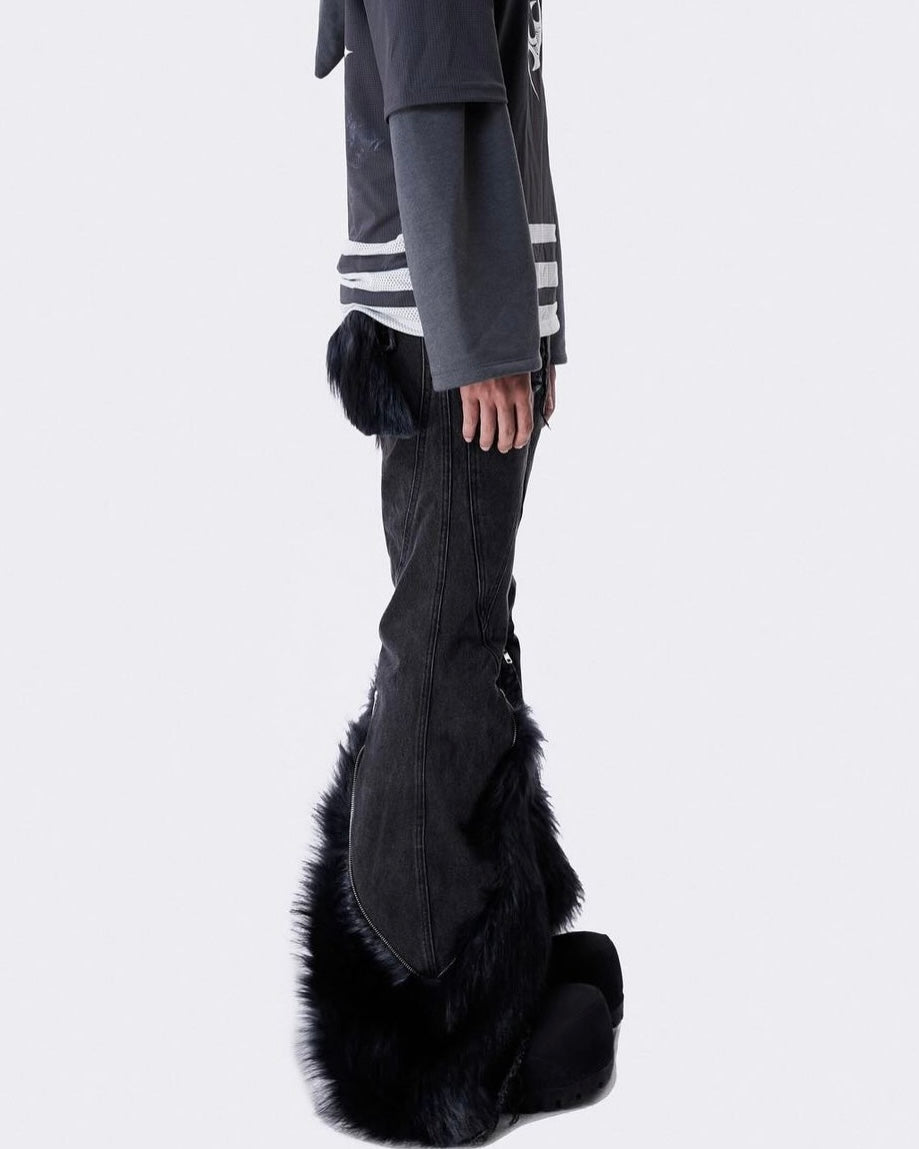 "005 CHAOS DREAM" FUR FLARE JEANS