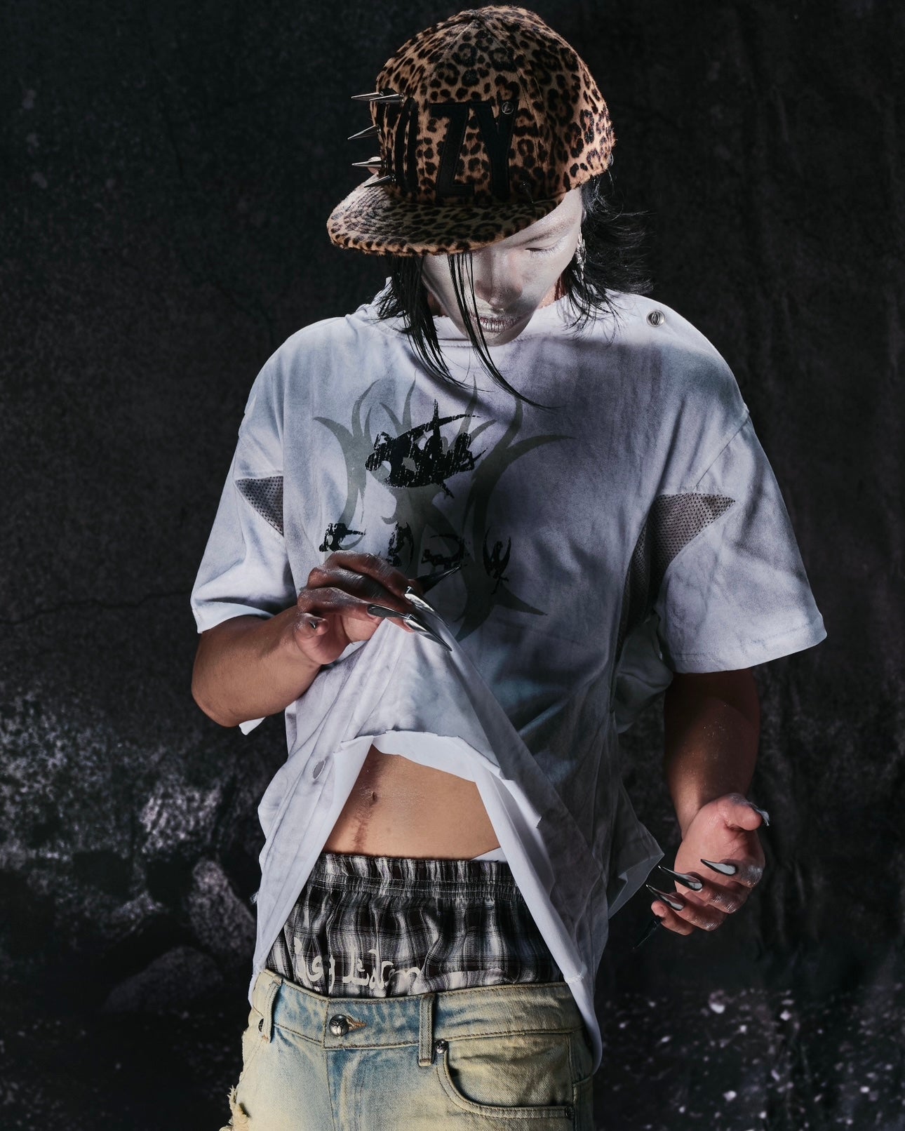 "CHAOS GIRL" WHITE WAXED T SHIRT