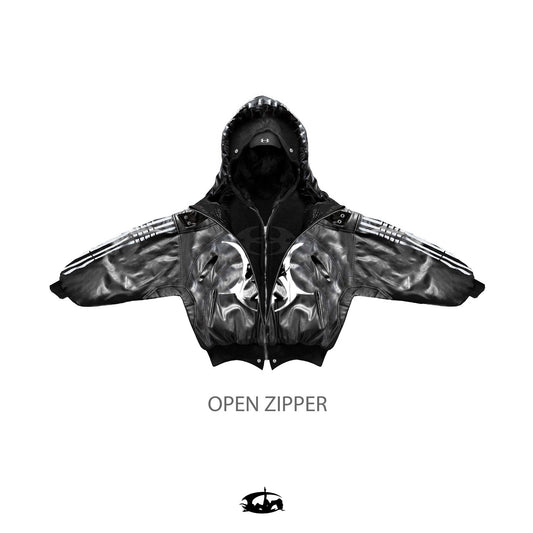 "BBY TECHBOI" 2 LAYER LEATHER SHELL HOODED JACKET