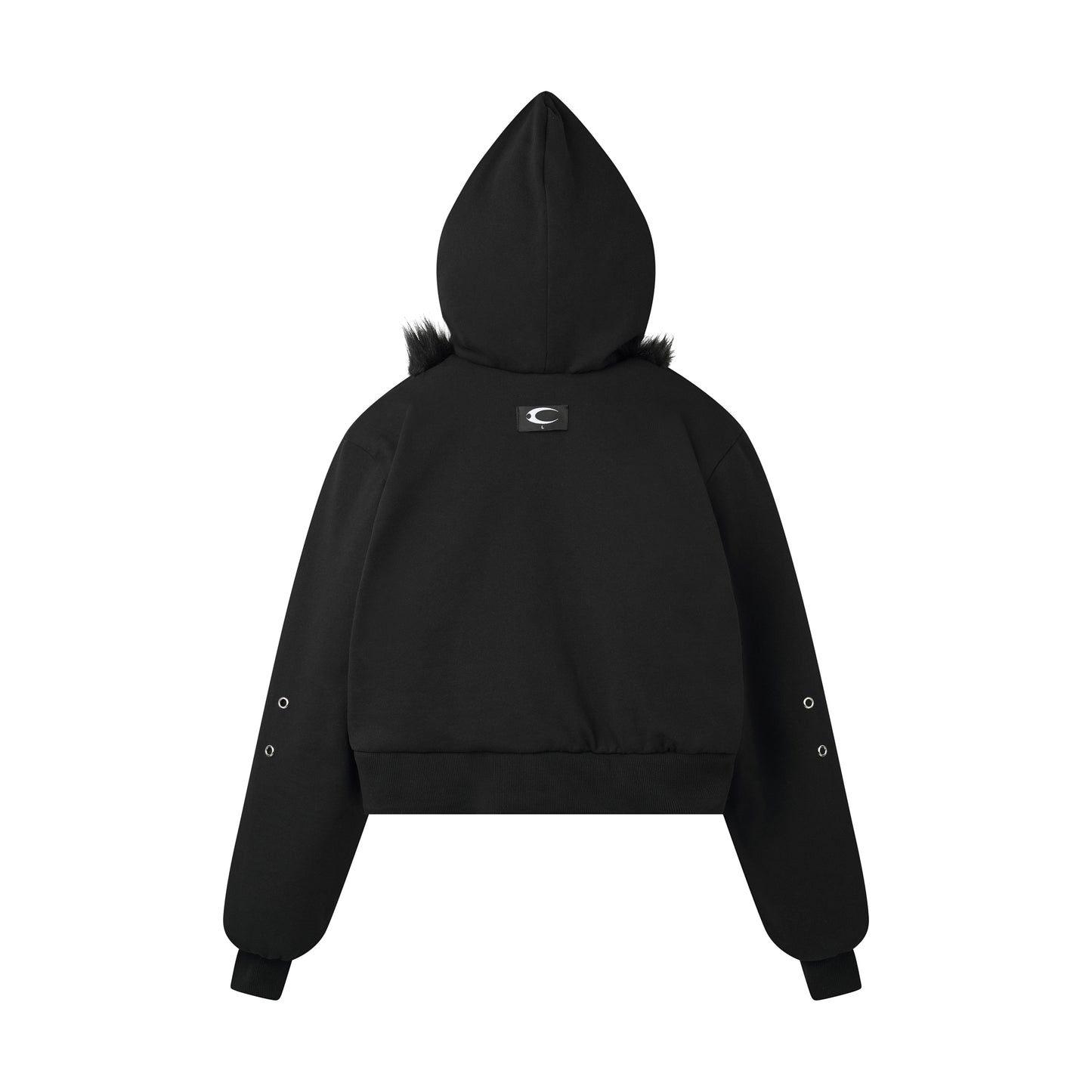 CZ FAUX FUR REVERSIBLE CROPPED JACKET ( BLACK )