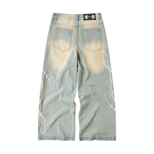 "LIFESTYLE" VINTAGE WAXED BAGGY JEANS