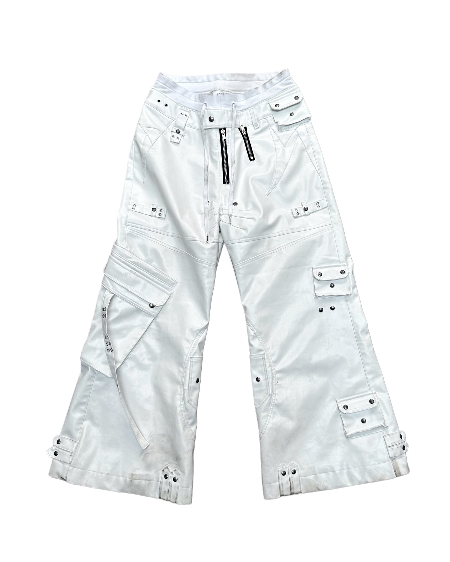 WHITE GHIDØRAH LEATHER CARGO PANTS