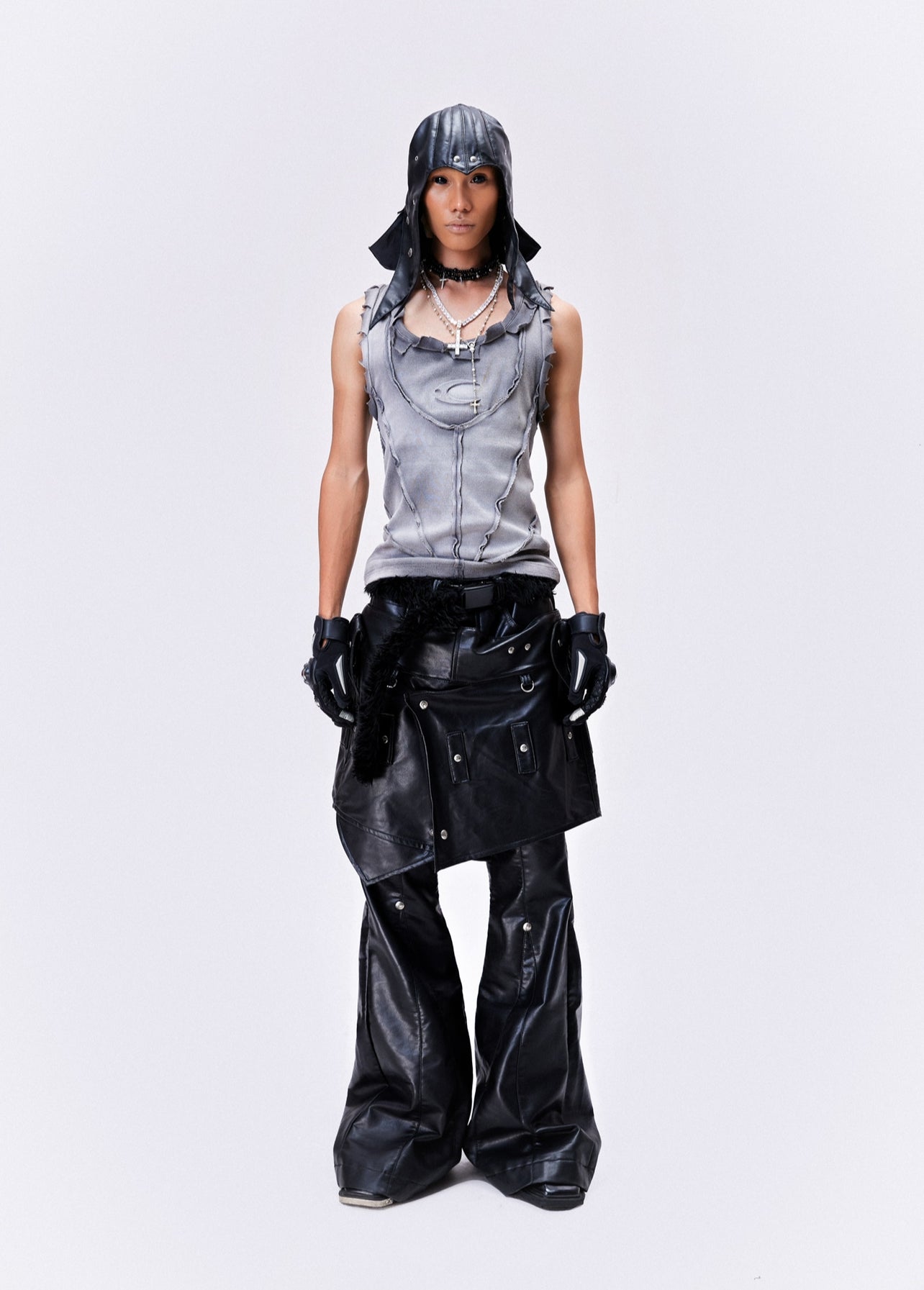 "005 CHAOS DREAM" LEATHER SKIRT PANTS