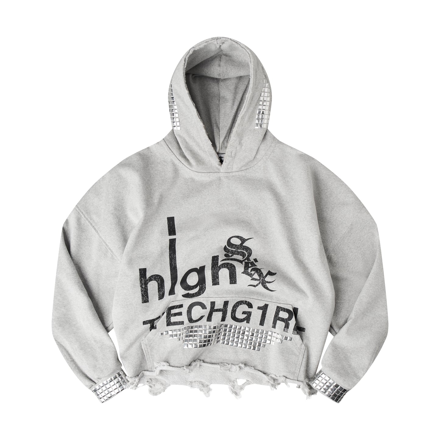 "TECH G1RL" STUDDED HOODIE