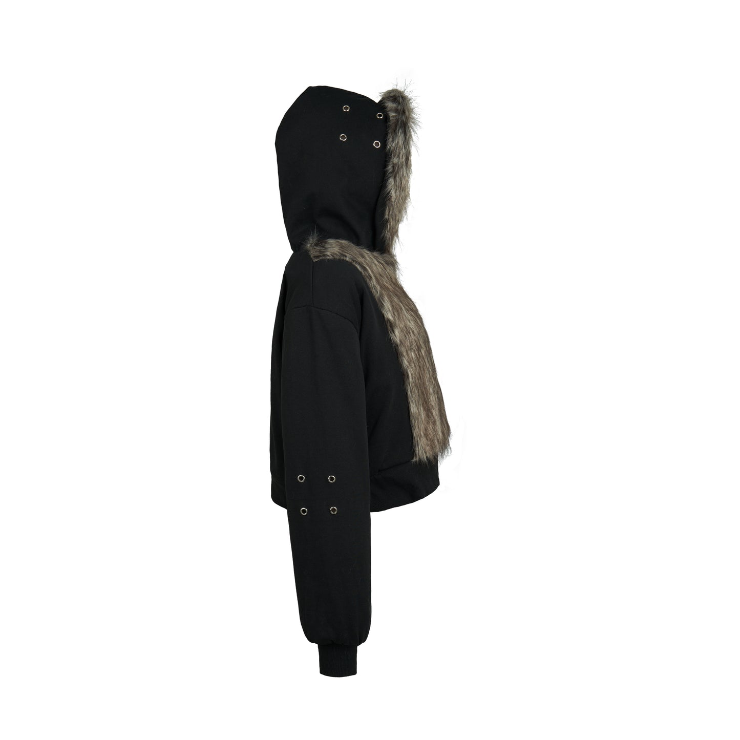 CZ FAUX FUR REVERSIBLE CROPPED JACKET ( BEIGE )