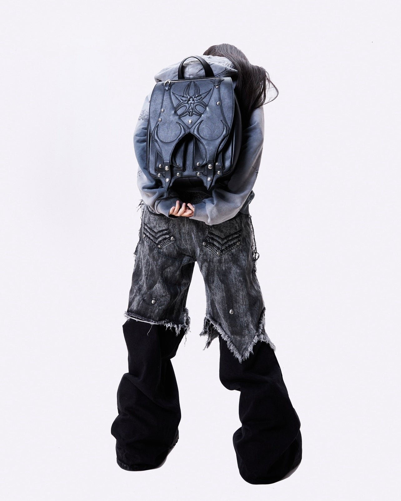"005 CHAOS DREAM" WAXED GREY LAYER PANTS
