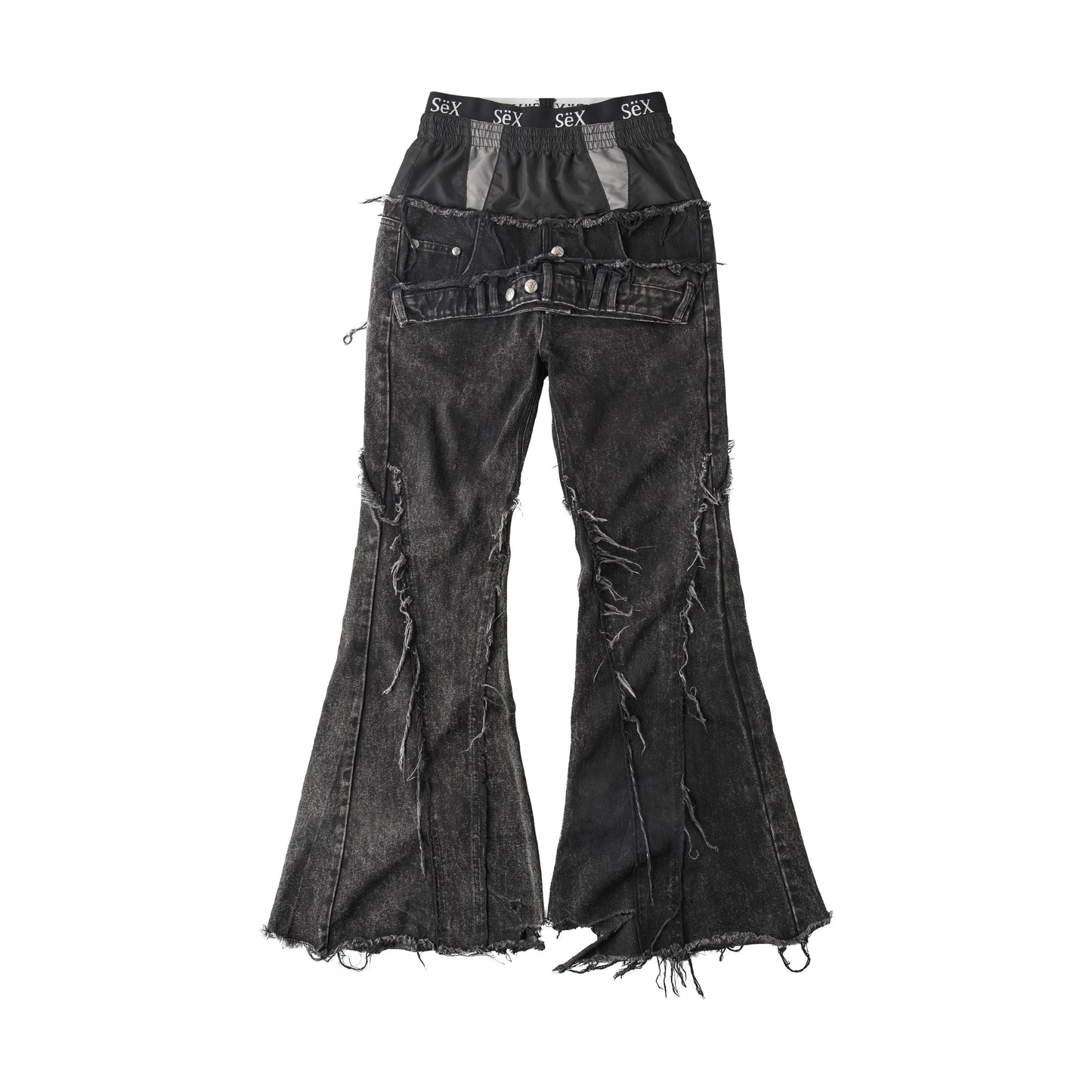 COZY25 TRIPPLE LAYER WAXED FLARED JEANS