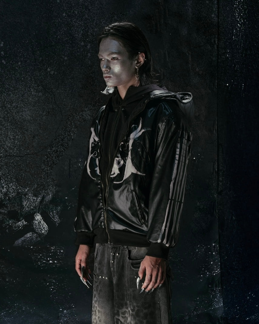 "BBY TECHBOI" 2 LAYER LEATHER SHELL HOODED JACKET