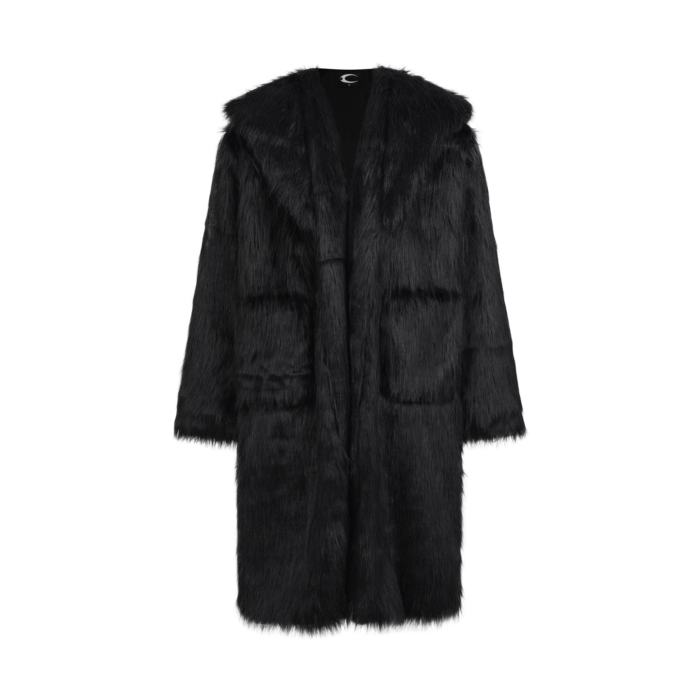 CZ FAUX FUR LONG COAT ( BLACK )