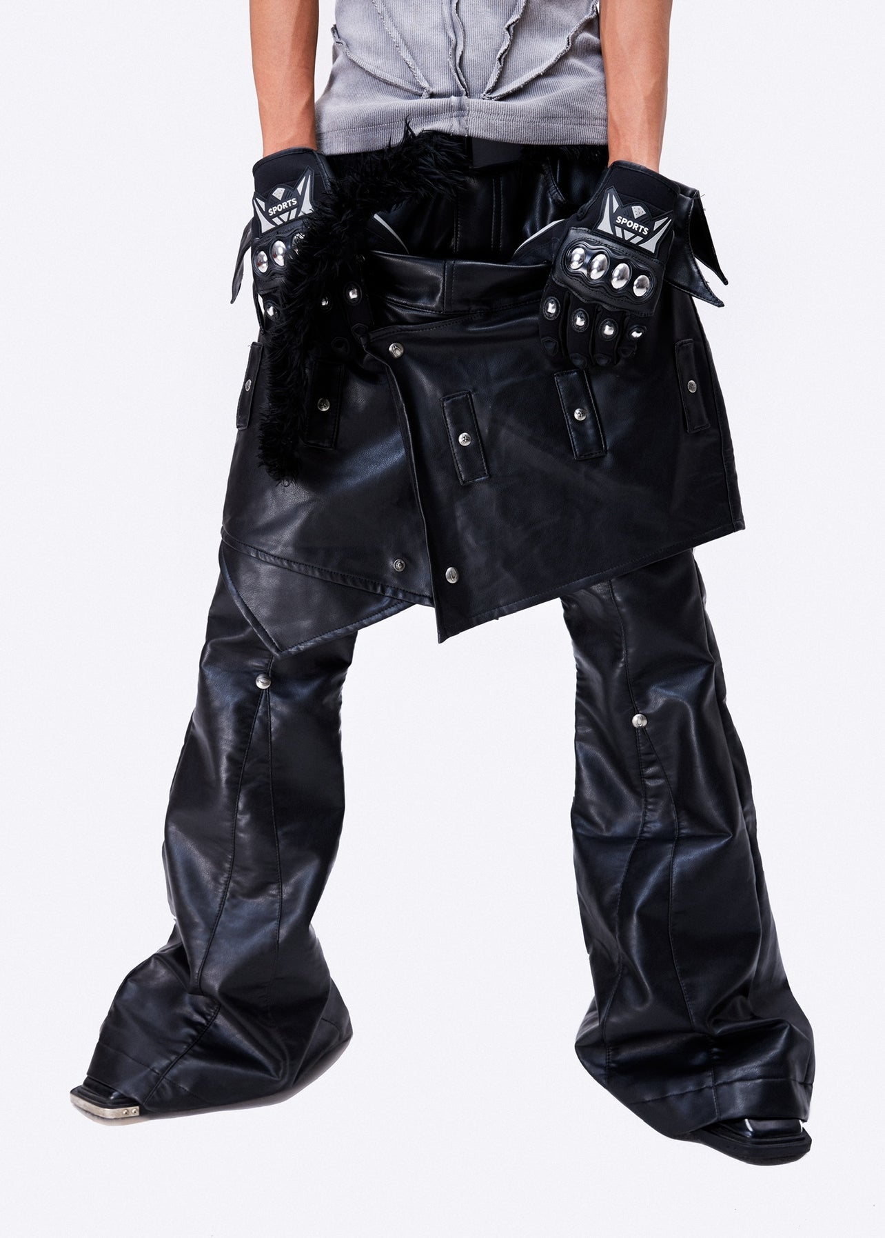 "005 CHAOS DREAM" LEATHER SKIRT PANTS