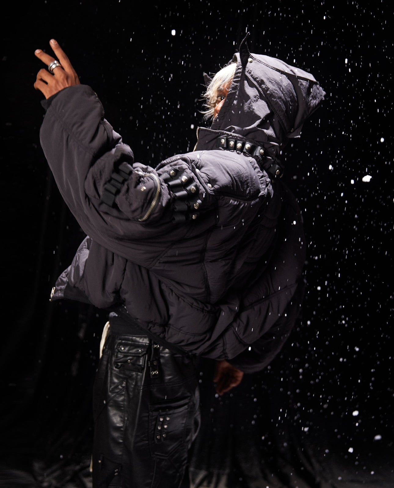 COZY CHAOS BLACK REVERSIBLE BOMBER JACKET