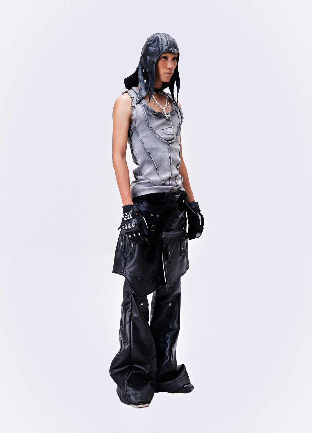 "005 CHAOS DREAM" LEATHER SKIRT PANTS