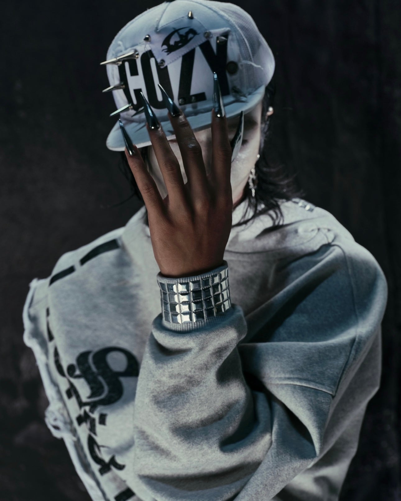 "TECH G1RL" STUDDED HOODIE