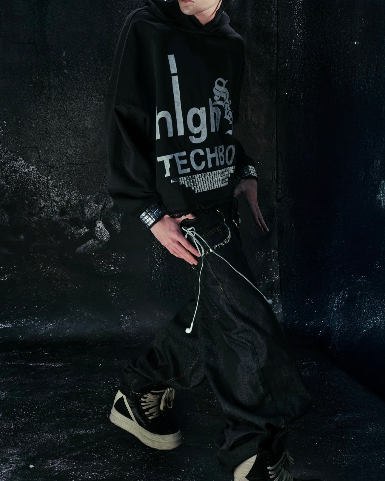 "TECH B0Y" STUDDED HOODIE