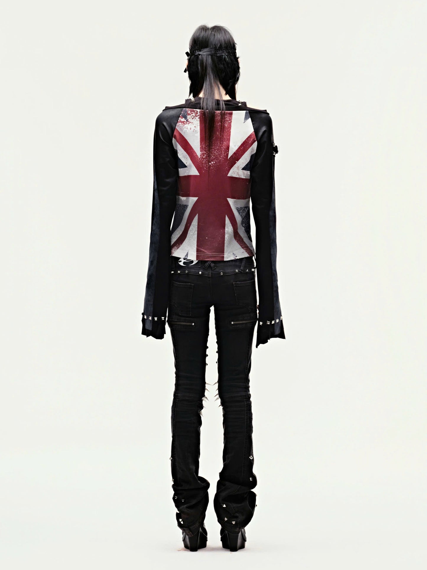 CZ SPIKE STUDDED SKINNY BLACK JEANS