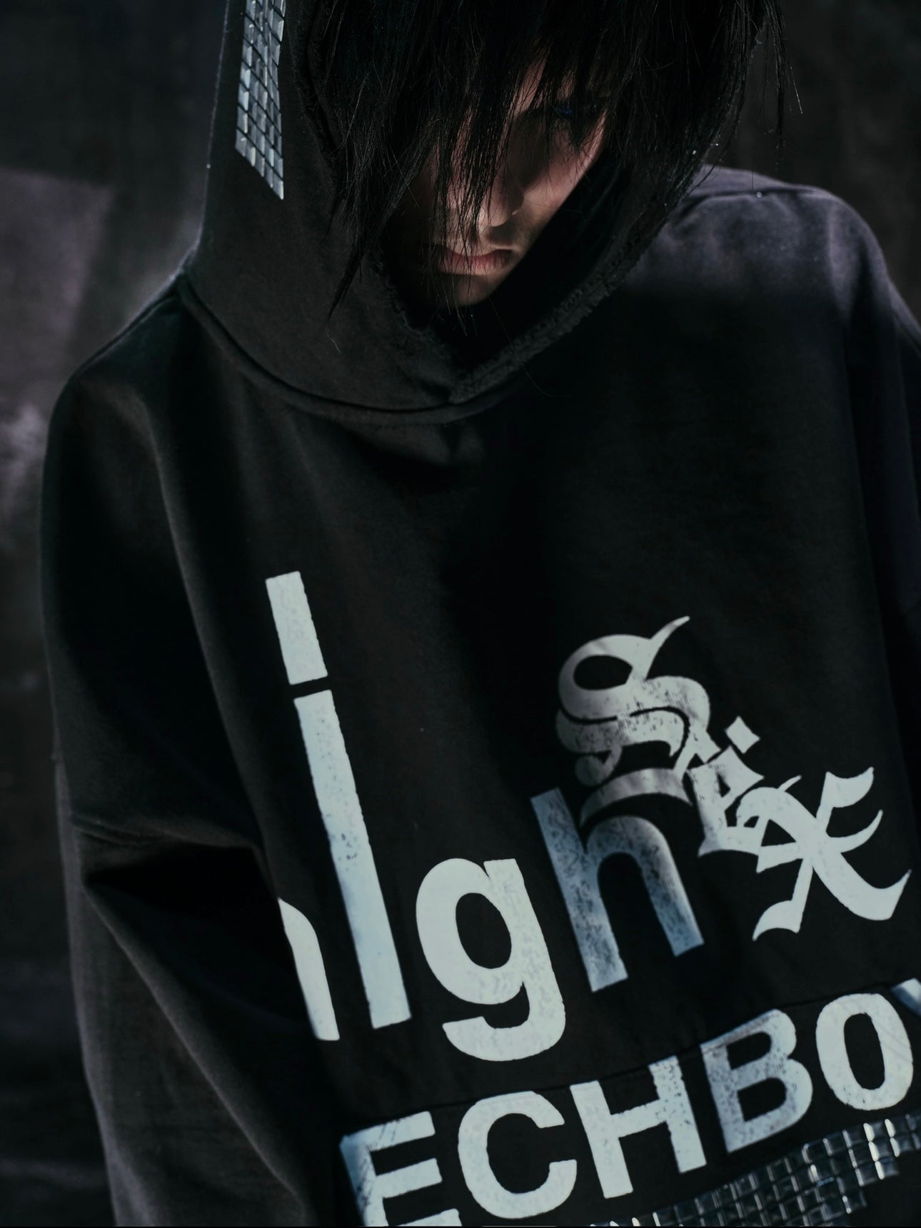 "TECH B0Y" STUDDED HOODIE