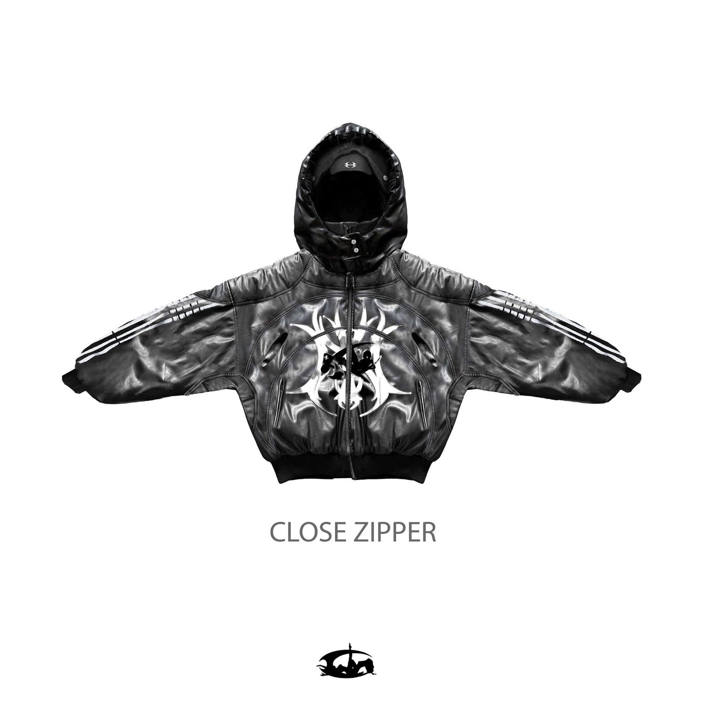 "BBY TECHBOI" 2 LAYER LEATHER SHELL HOODED JACKET