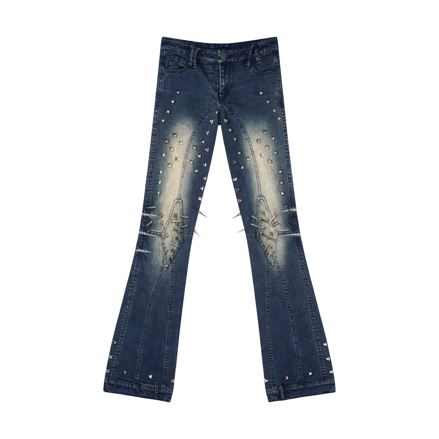 Low Waist Spike-Studded Retro Skinny Jeans