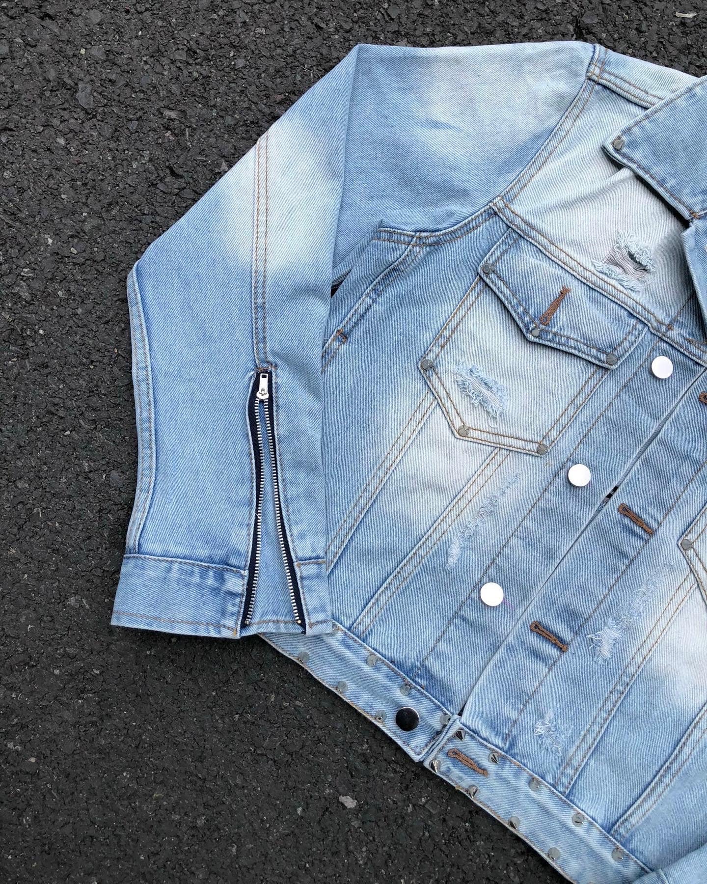 "CZ DISTRESSED" DENIM JACKET