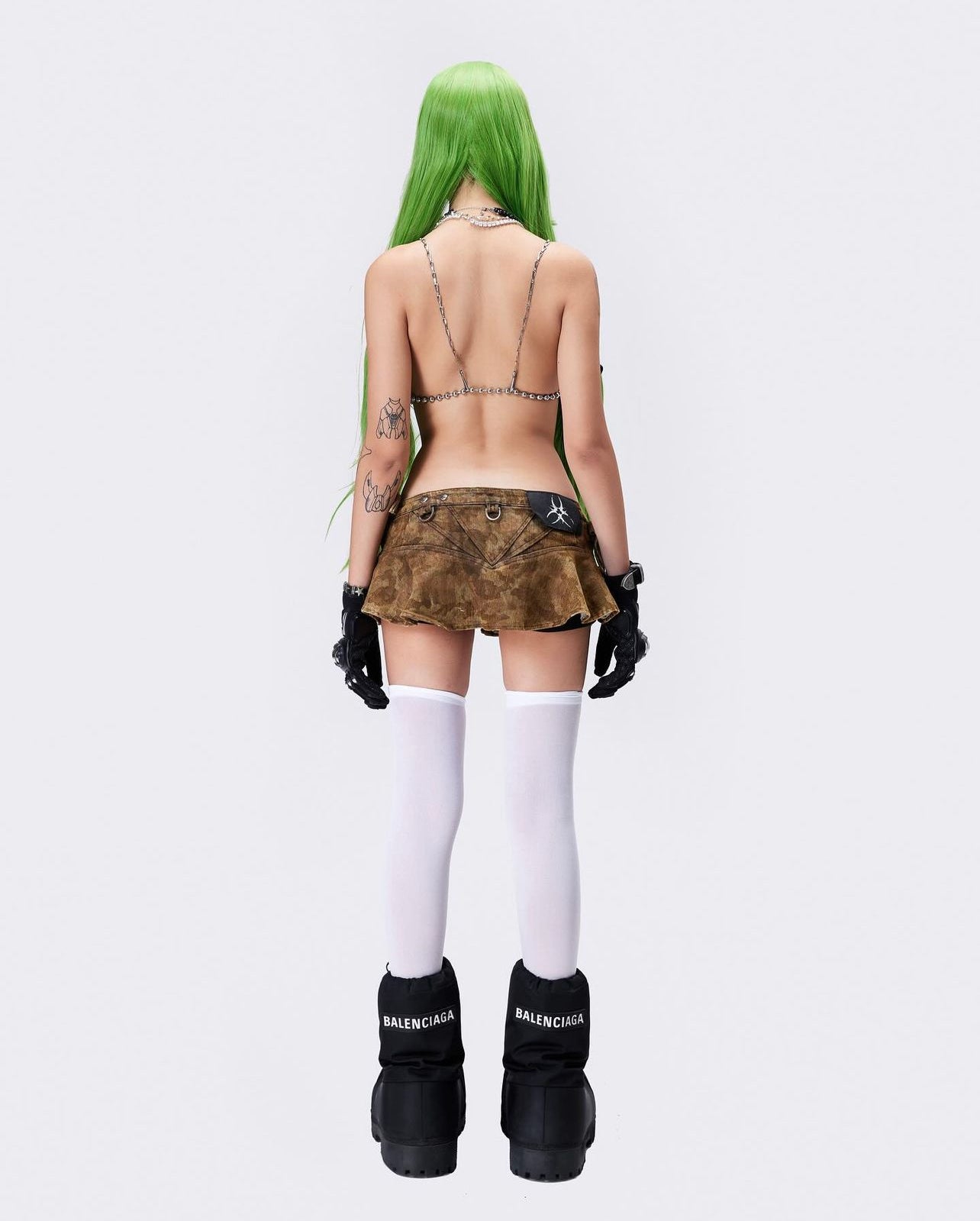 005 CHAOS DREAM WAXED CAMO SKIRT