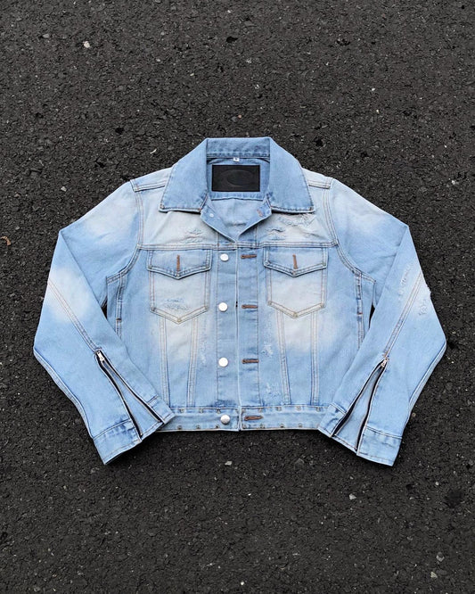 "CZ DISTRESSED" DENIM JACKET