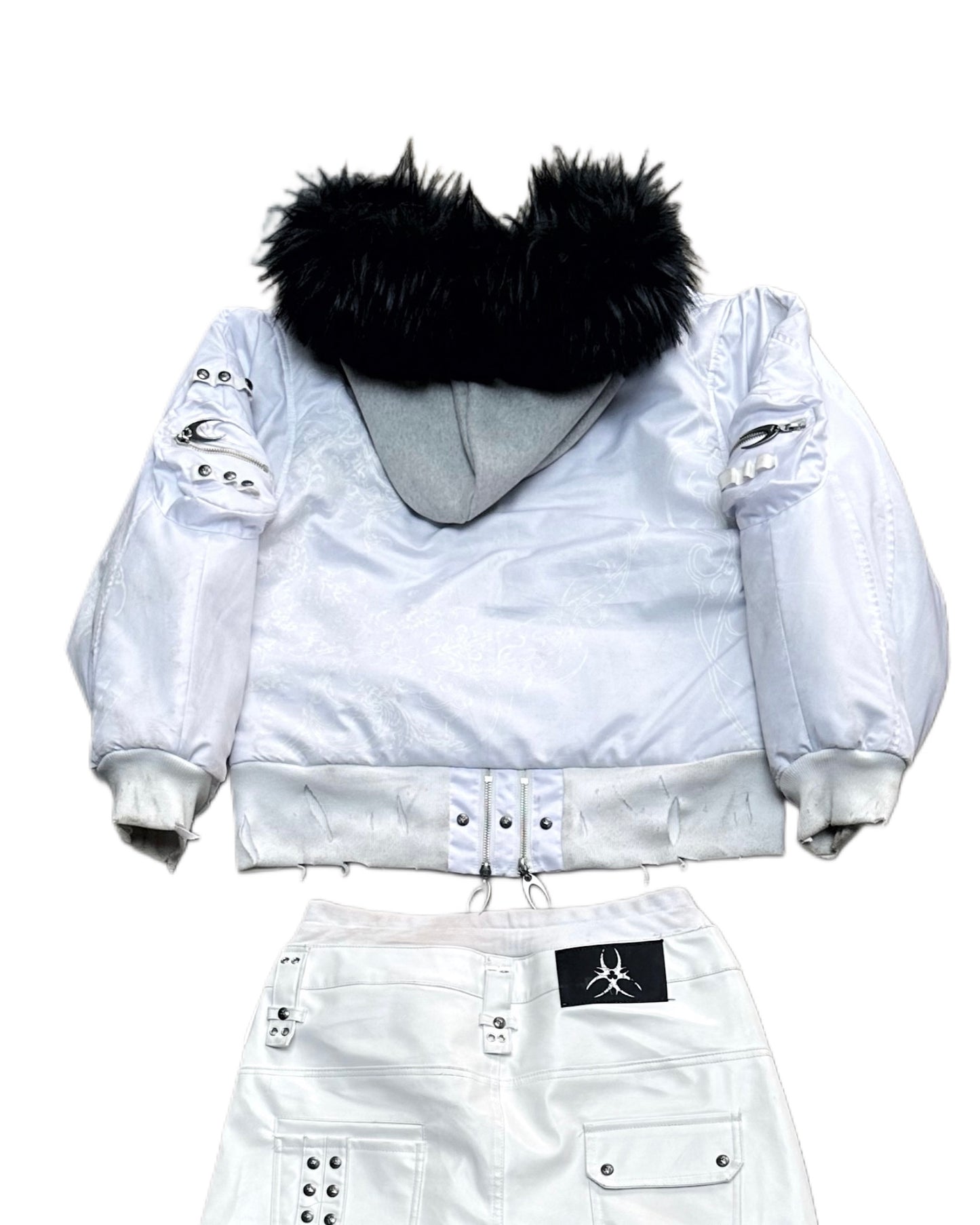 COZY CHAOS WHITE REVERSIBLE BOMBER JACKET