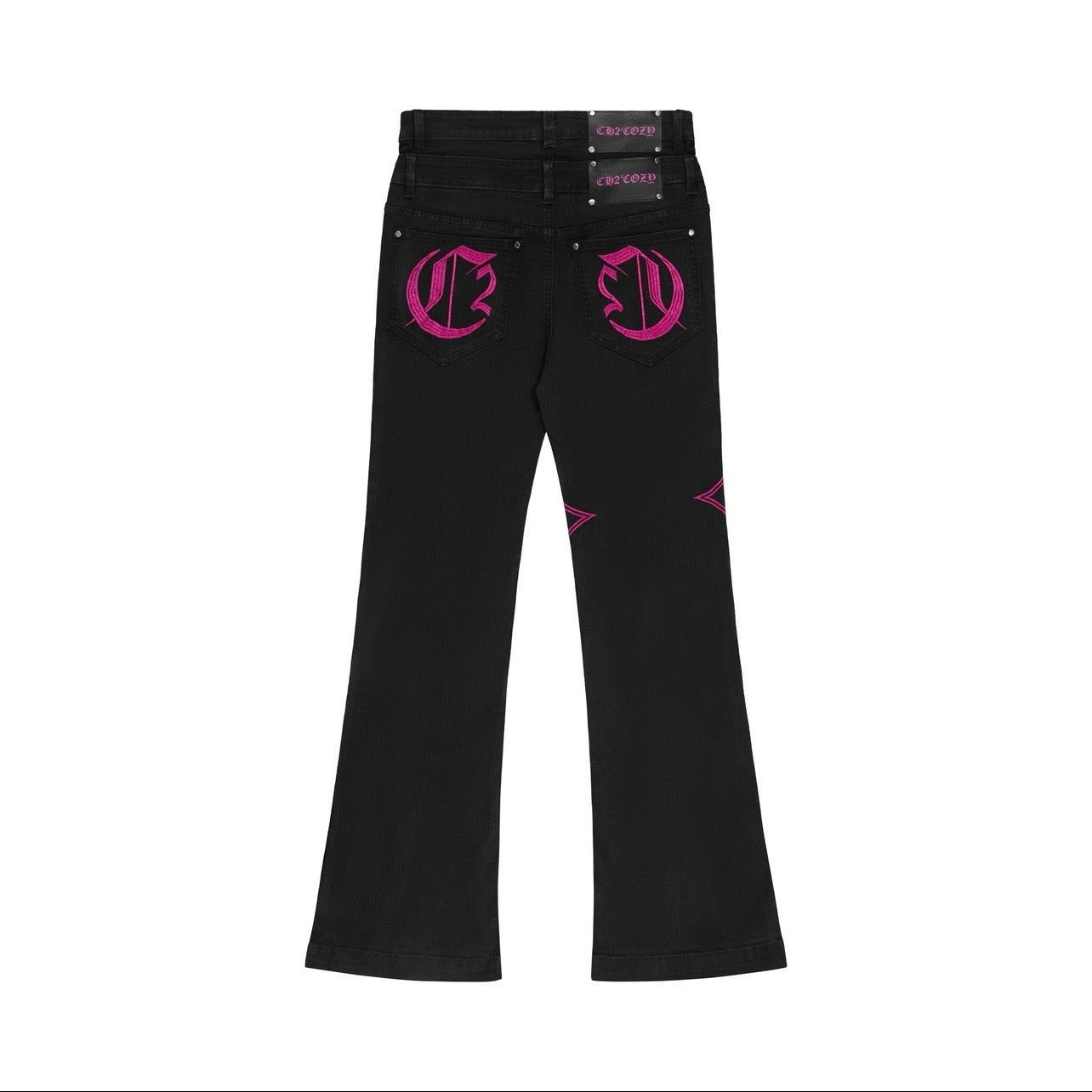 DOUBLE C CROSS BLACK FLARE JEANS (COZY X CH2)