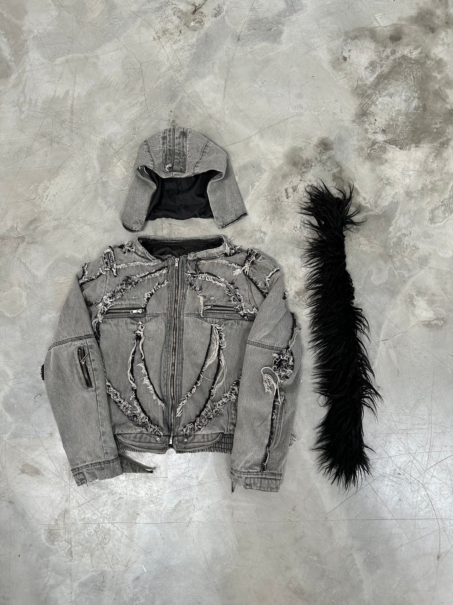 005 CHAOS DREAM FUR DENIM JACKET