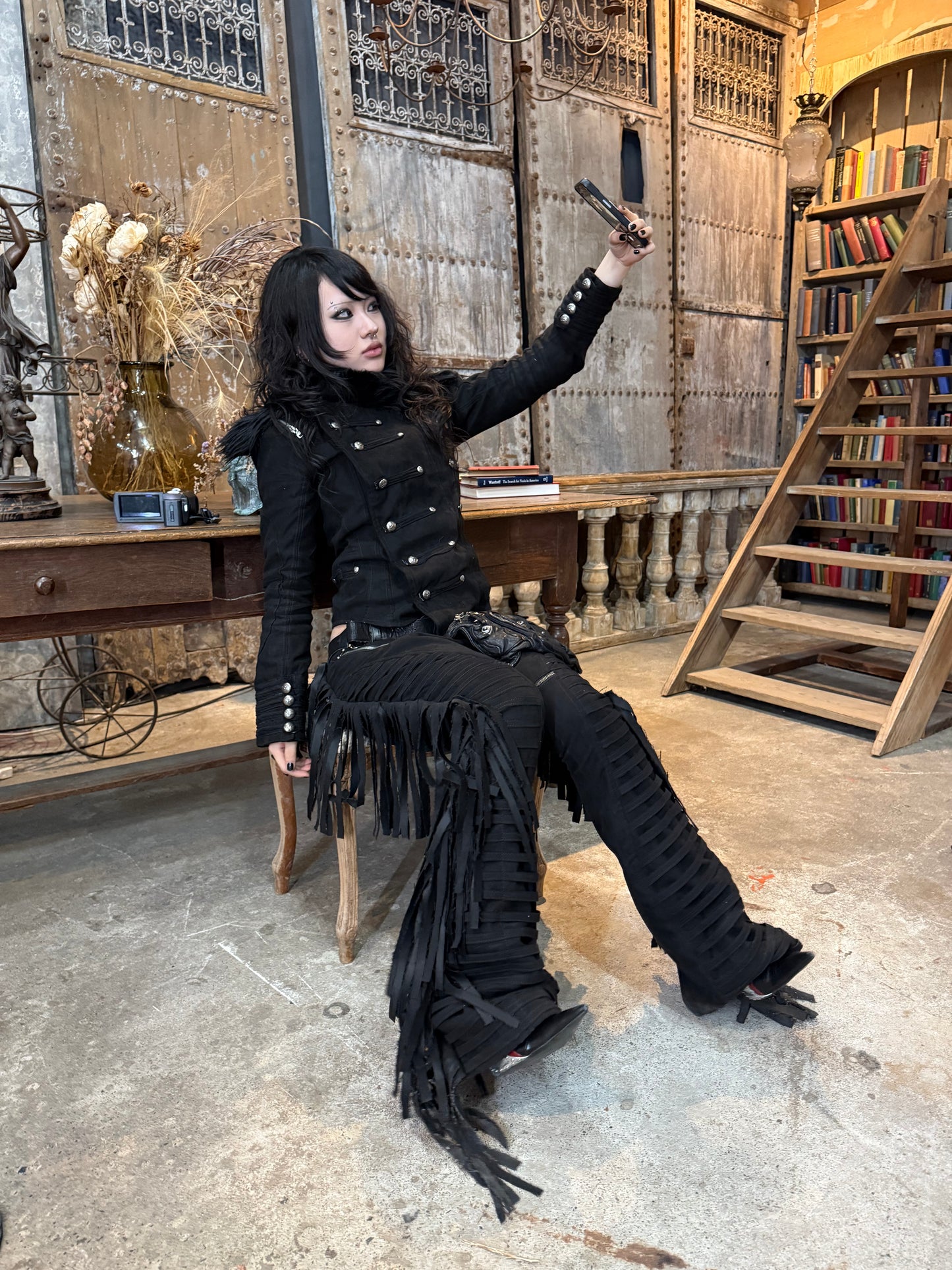 SL Black Fur Leather Jacket