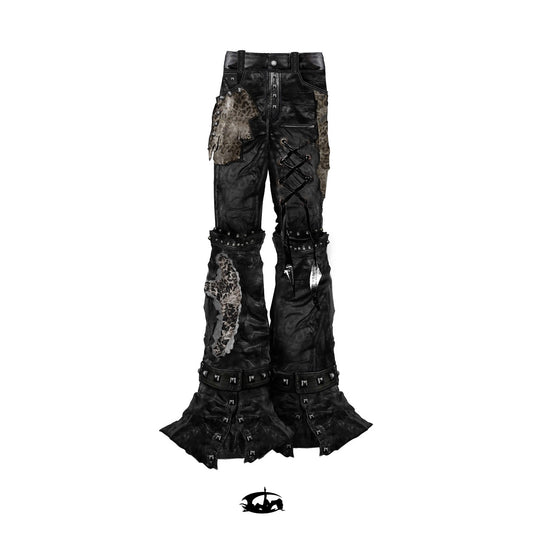 "FLAWLESS" LEOPARD LEATHER PYTHON SKINNY FLARED