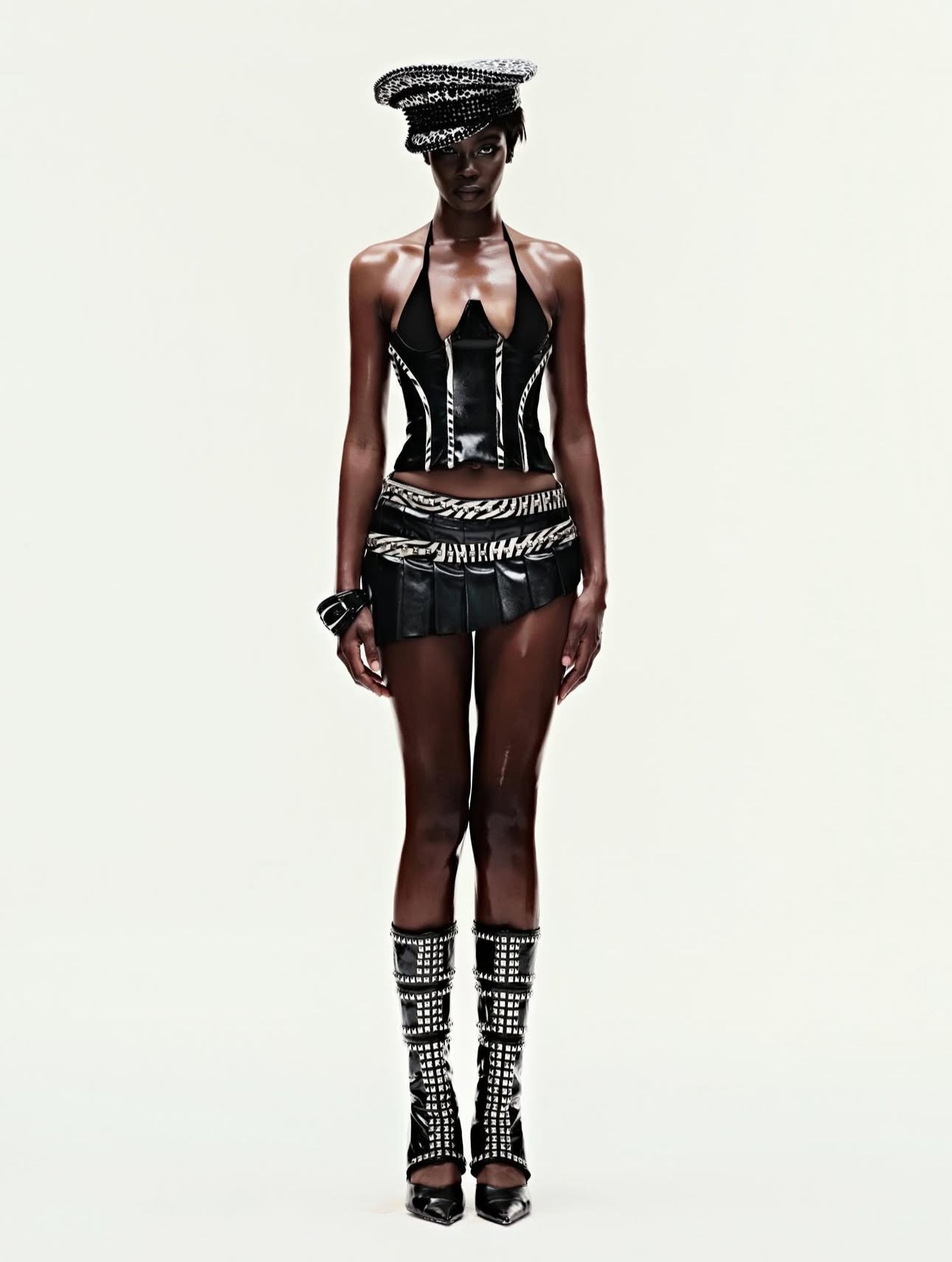 COZY KNIGHT STUDDED LEATHER HIGH HEELS