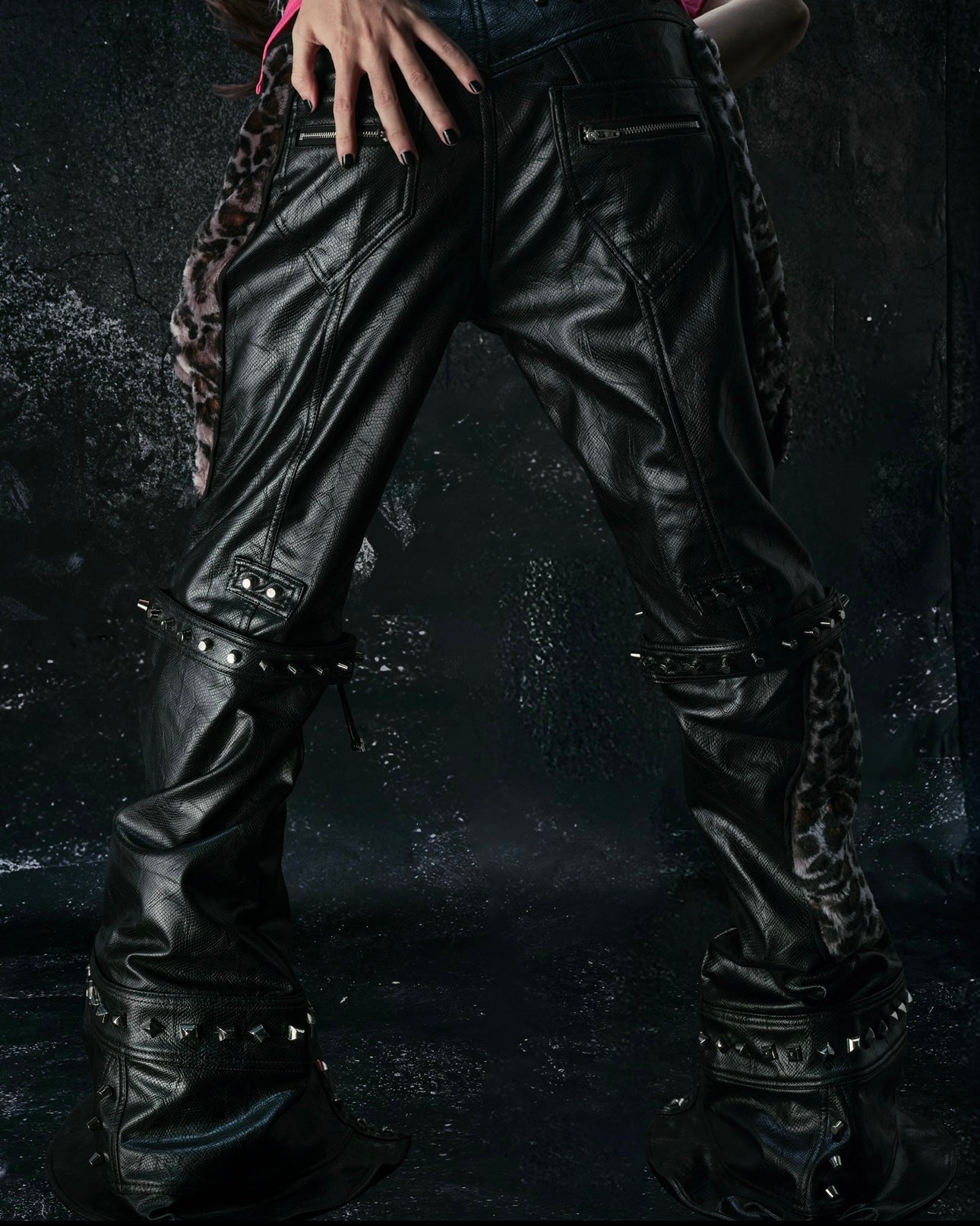 "FLAWLESS" LEOPARD LEATHER PYTHON SKINNY FLARED
