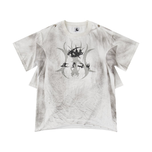 "CHAOS GIRL" WHITE WAXED T SHIRT