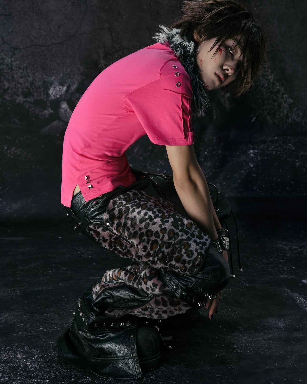 "FLAWLESS" LEOPARD LEATHER PYTHON SKINNY FLARED