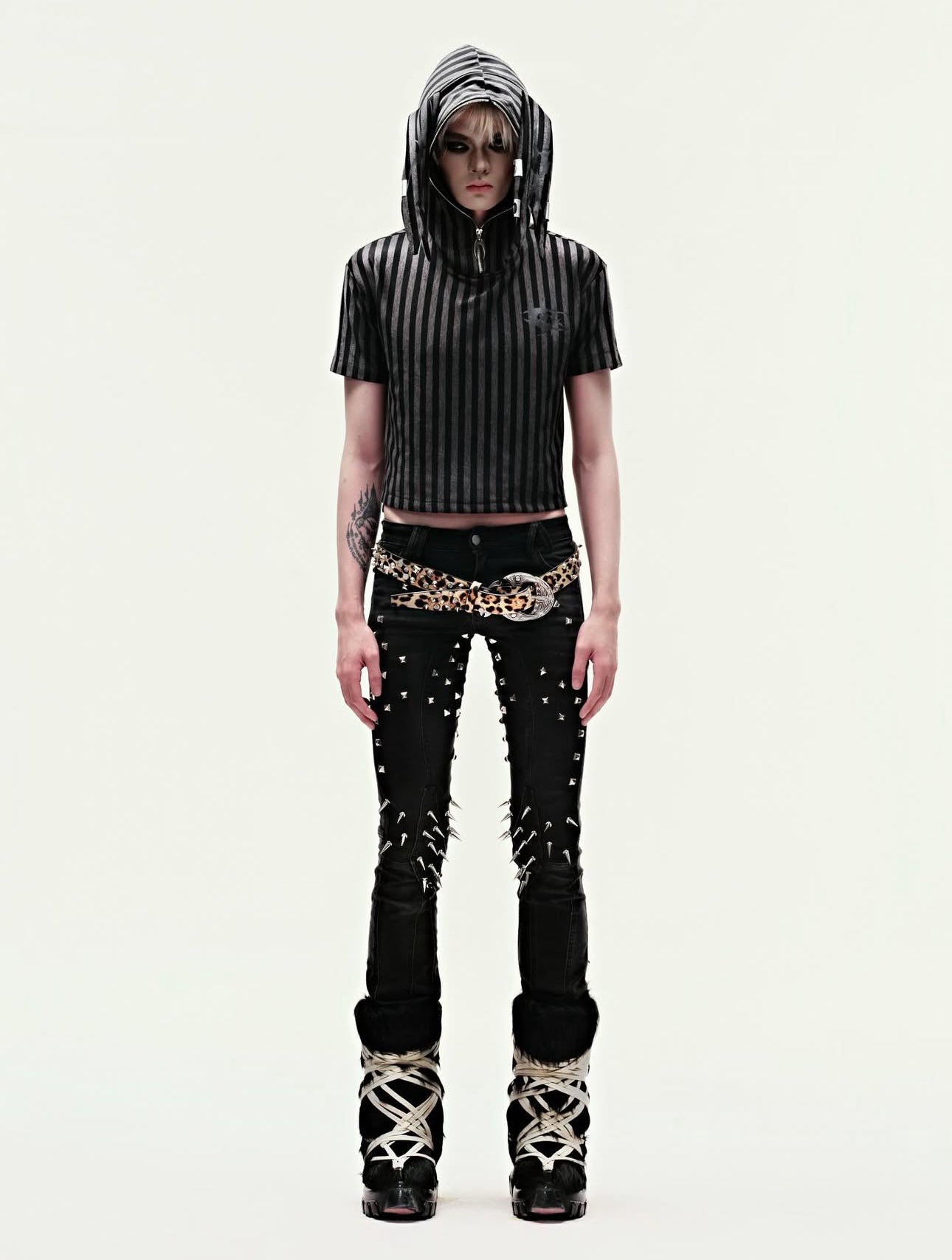 COZY STUDDED LEOPARD LEATHER BELT