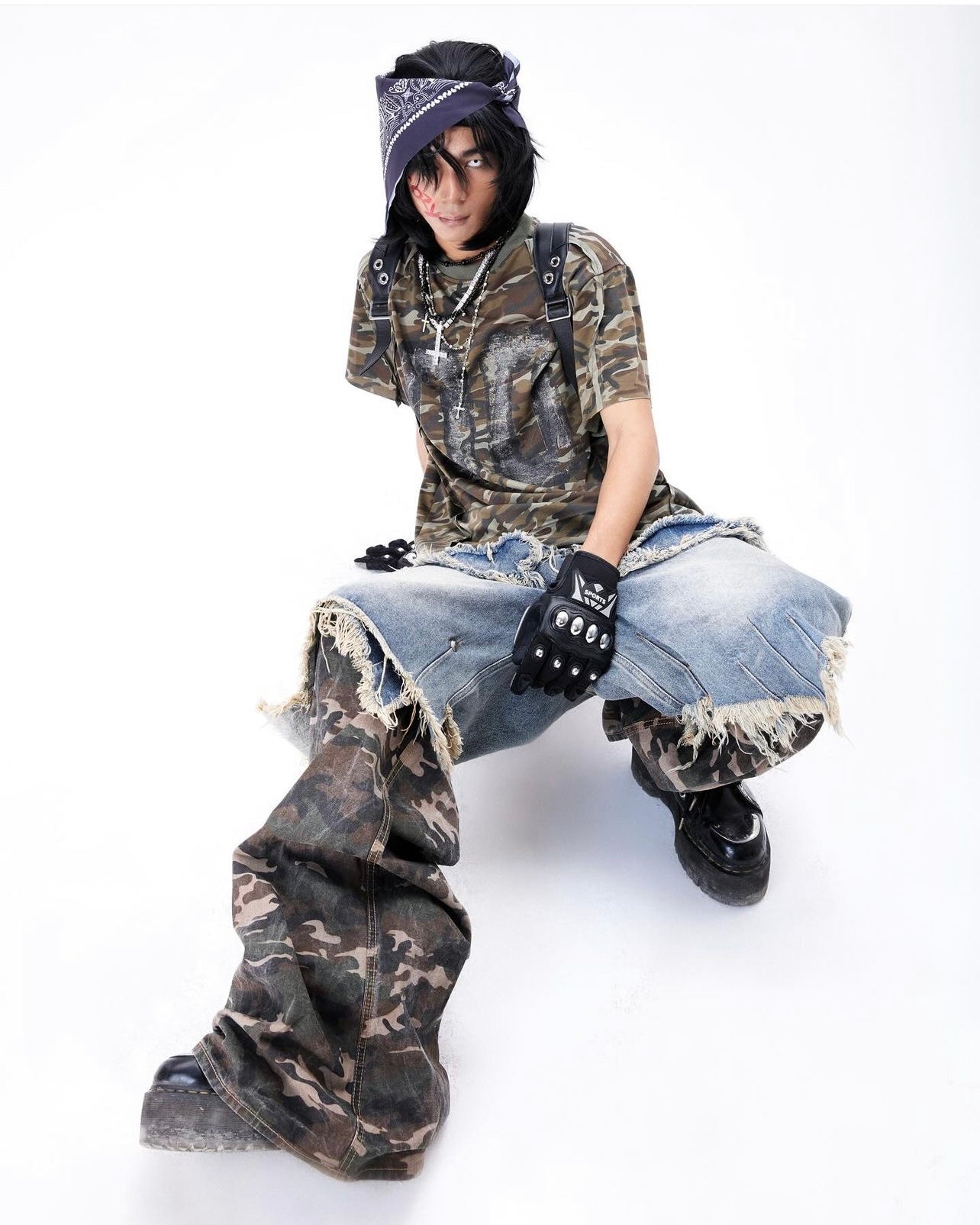 "005 CHAOS DREAM" CAMO LAYER PANTS