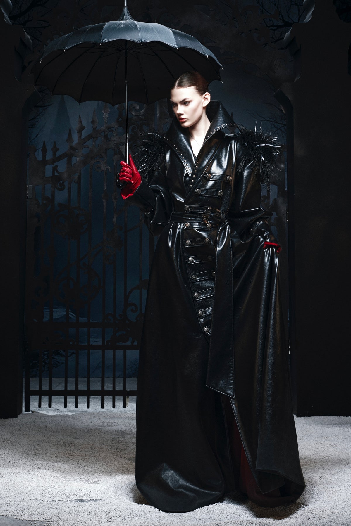 “DARK REQUIEM” Leather Trench Coat