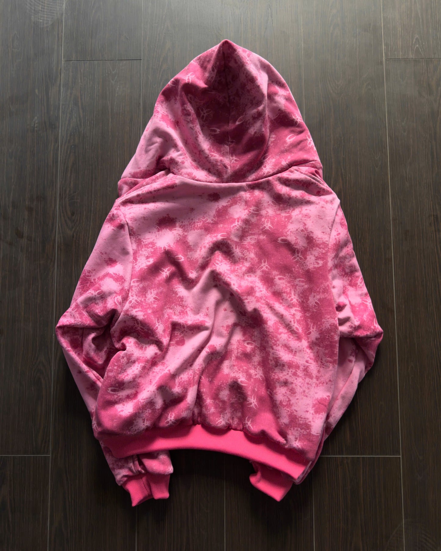 PINK GLAMOUR STUDDED 2SIDES HOODZIP
