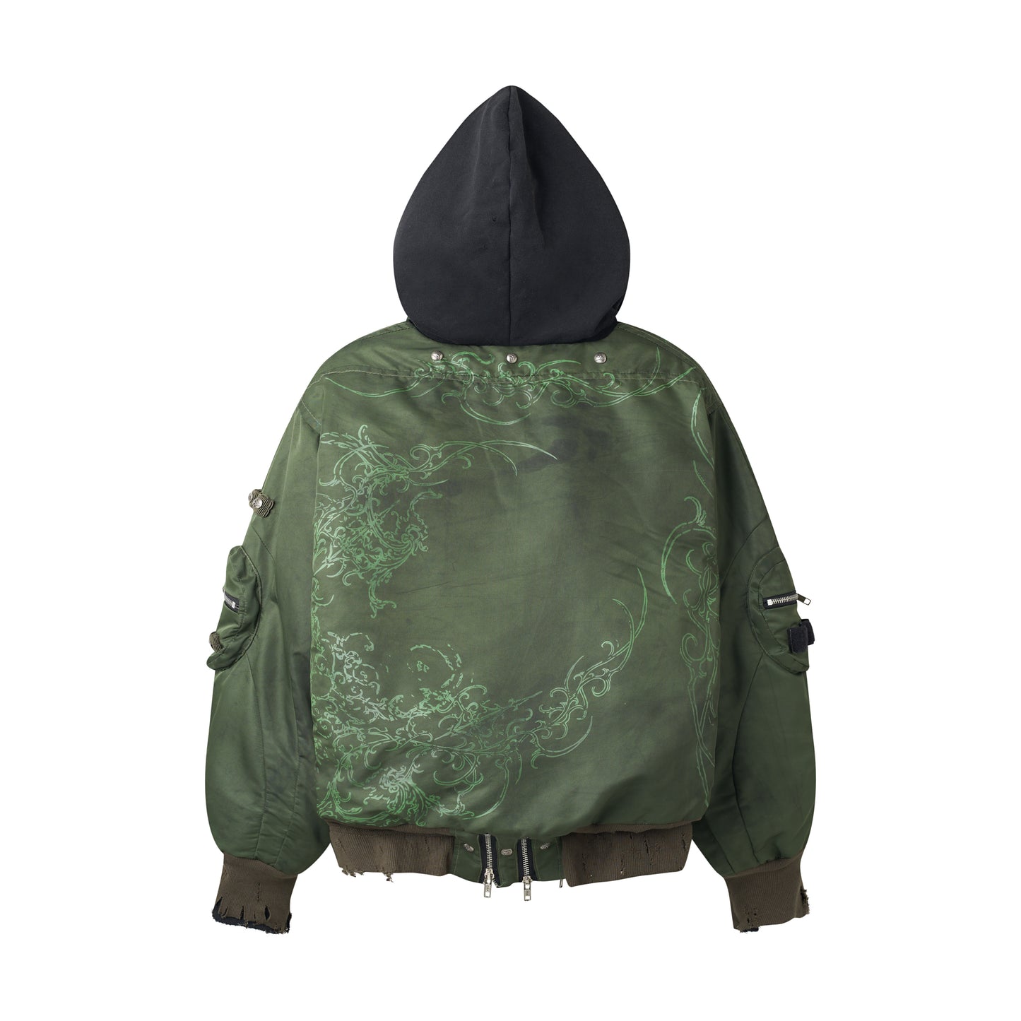 COZY CHAOS OLIVE REVERSIBLE BOMBER JACKET