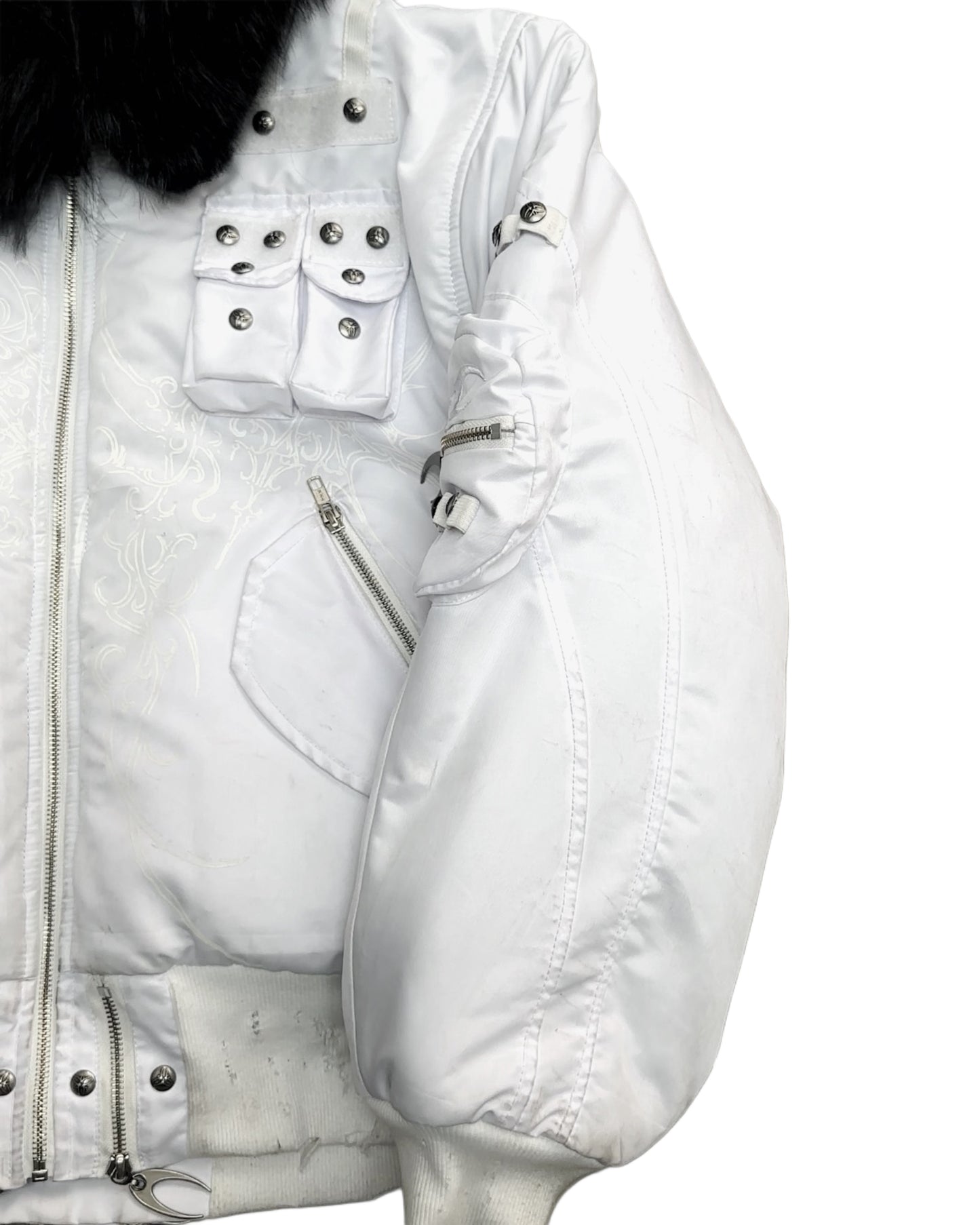 COZY CHAOS WHITE REVERSIBLE BOMBER JACKET