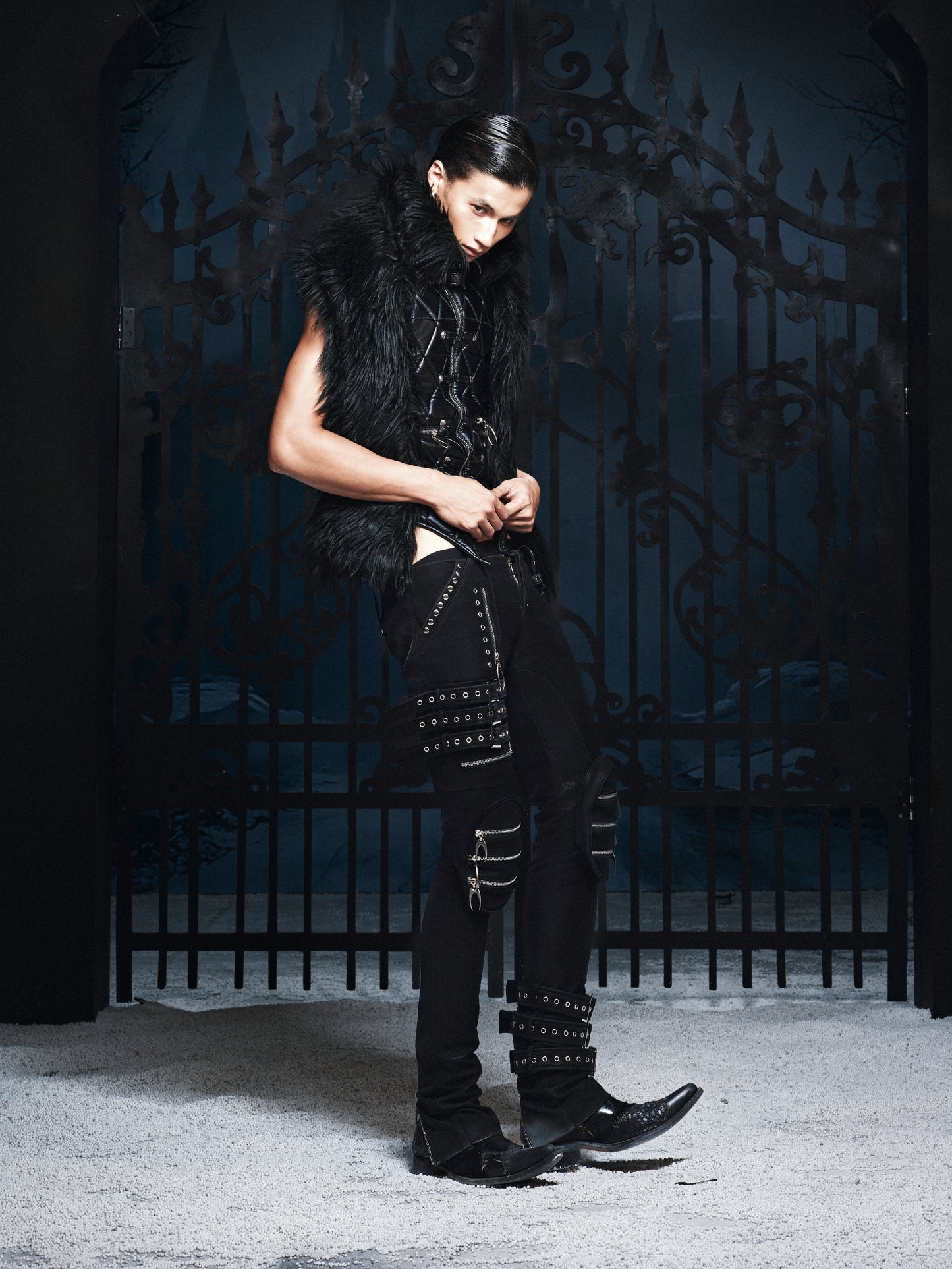 SL Black Covenant Fur Leather Vest