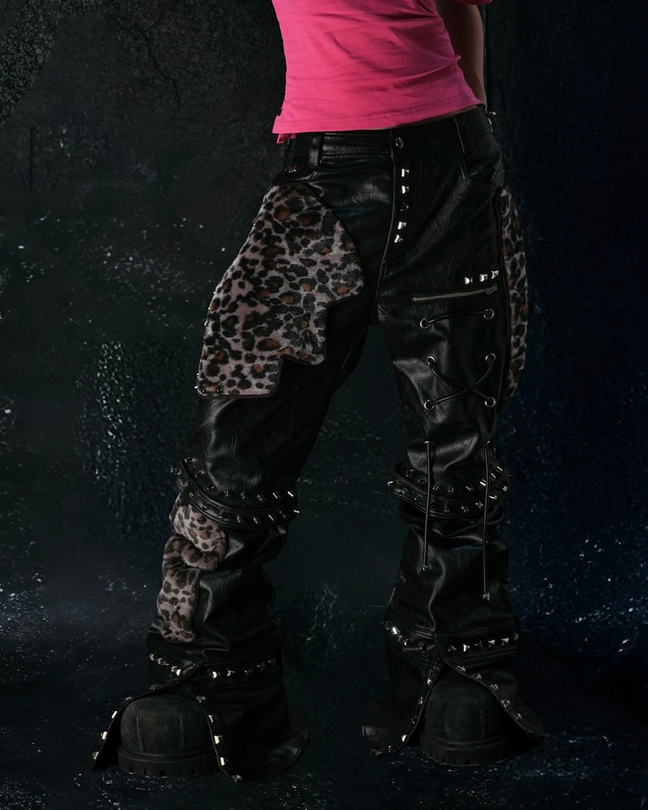"FLAWLESS" LEOPARD LEATHER PYTHON SKINNY FLARED