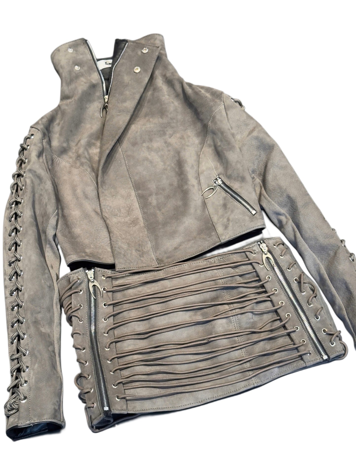 GREY RAWHIDE SPINE LEATHER SET