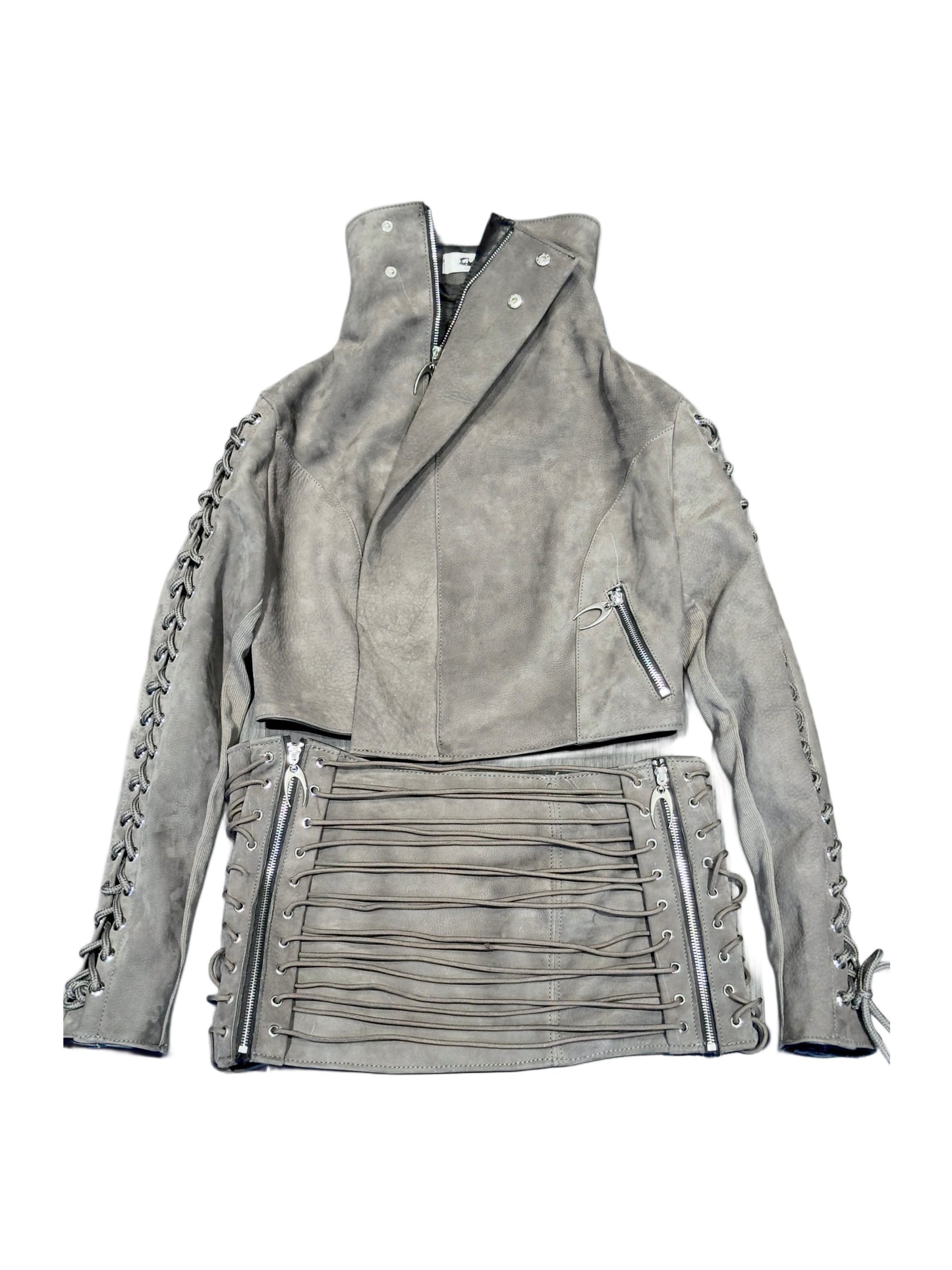 GREY RAWHIDE SPINE LEATHER SET