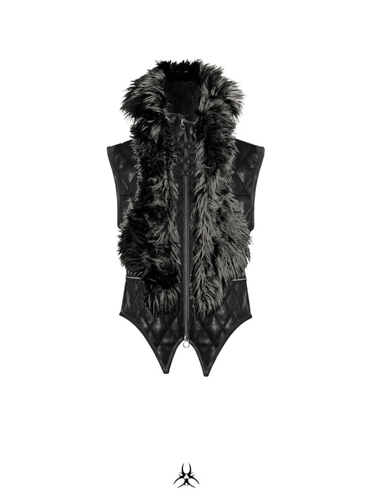 SL Black Covenant Fur Leather Vest